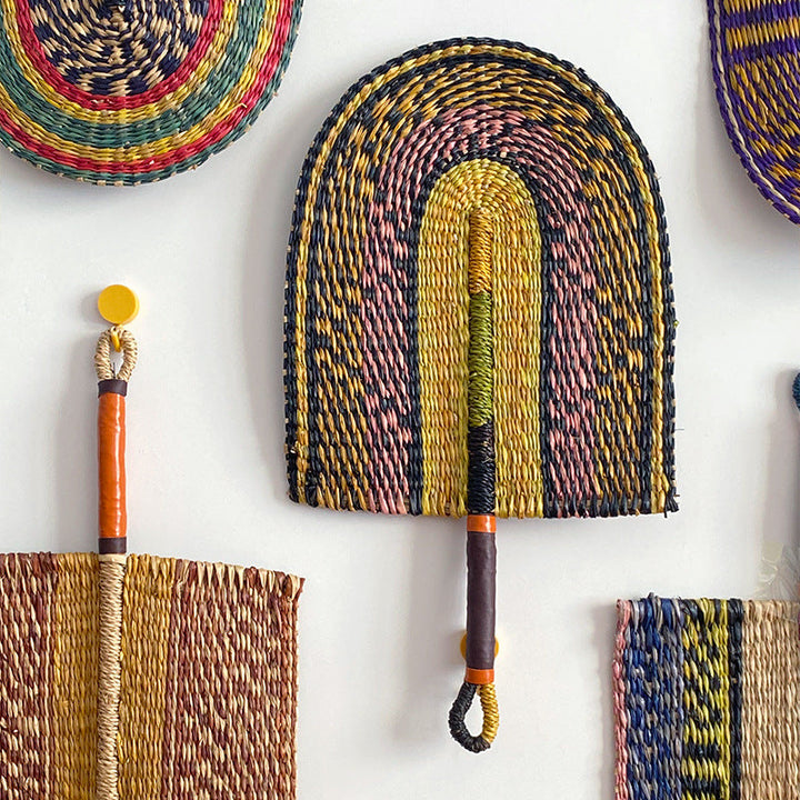 Handcrafted fan made of woven seagrass