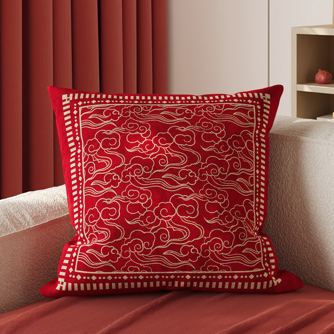 Decorative Embroidered Cloud Motif Square Throw Pillow Cover
