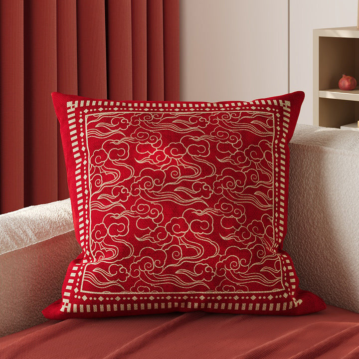 Decorative Embroidered Cloud Motif Square Throw Pillow Cover
