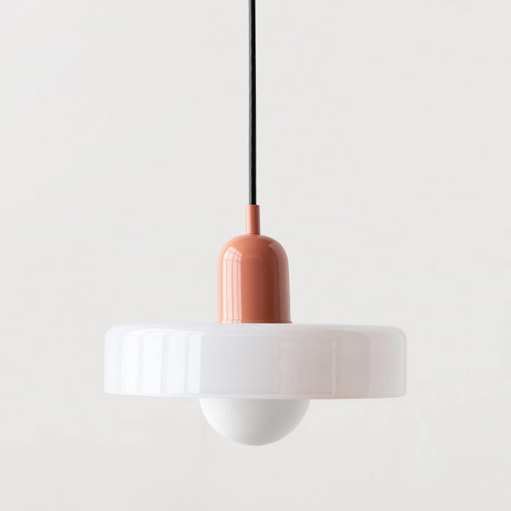 Minimalistic ceramic pendant lamp with layered bell shade