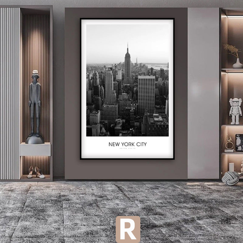 Framed Black and White London Cityscape Art Print