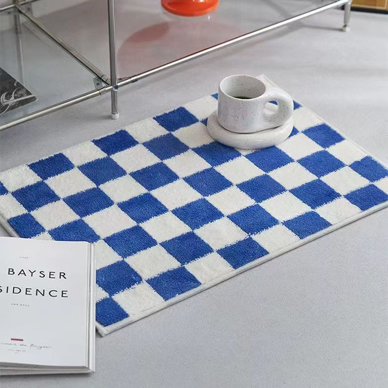 Plush Checkerboard Bath Rug