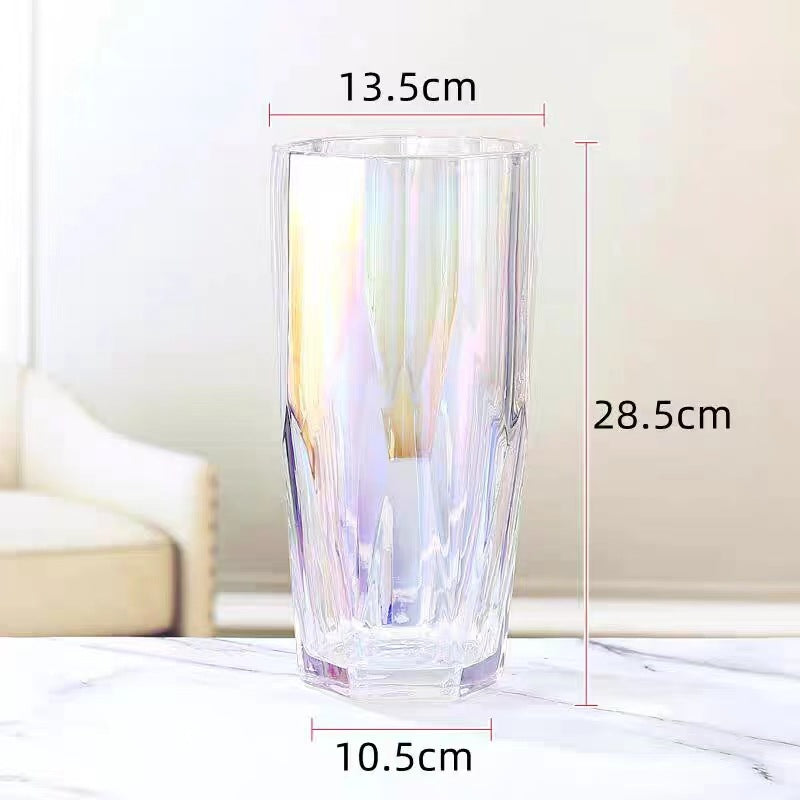 Elegant Faceted Clear Glass Vase