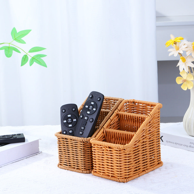 Multi-Compartment Woven Organizer Basket
