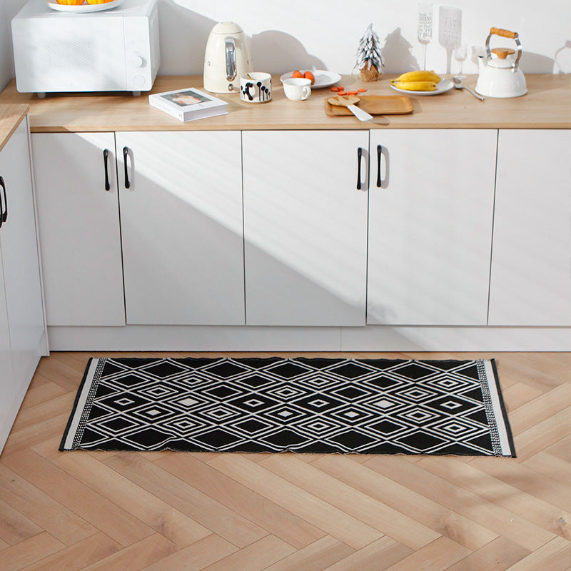 Checkered Pattern Doormat made of easy-care microfiber carpet
