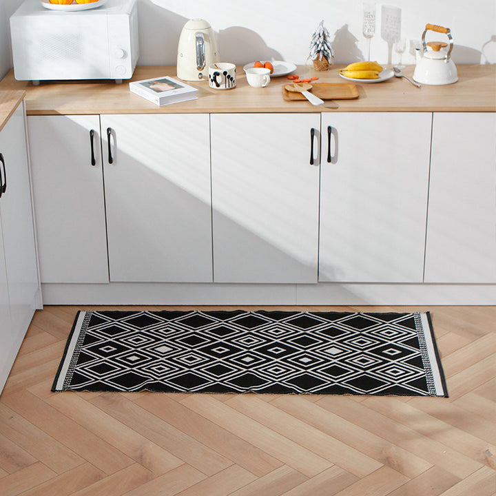 Checkered Pattern Doormat made of easy-care microfiber carpet
