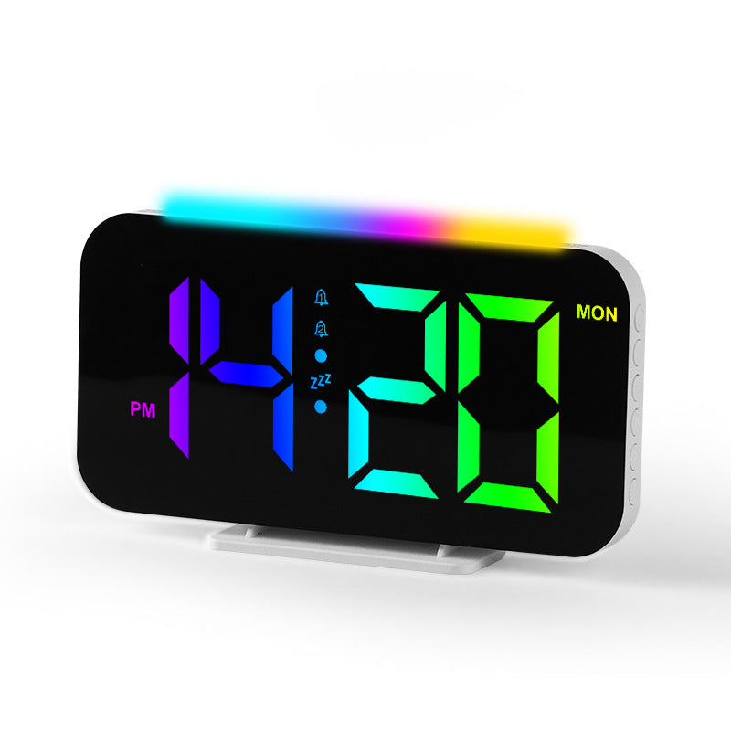 Digital radio alarm clock with large LED digits