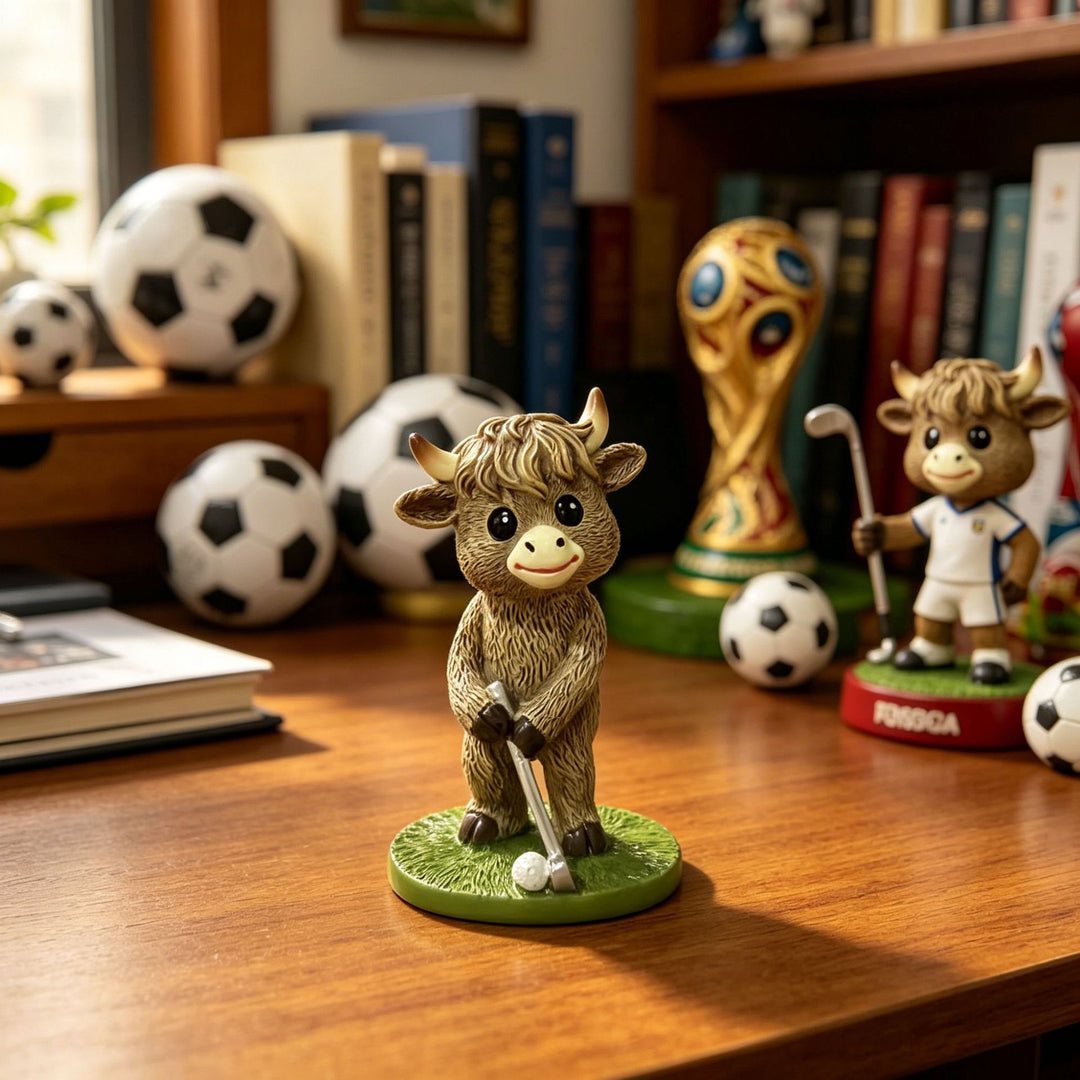 Cute Basketball Player Cow Figurine