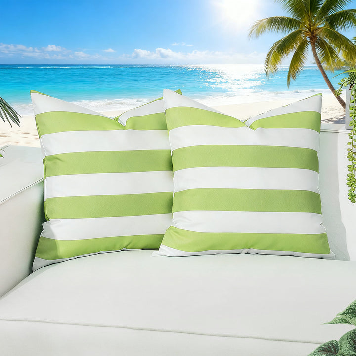 Outdoor Weather-Resistant Striped Square Throw Pillow Covers