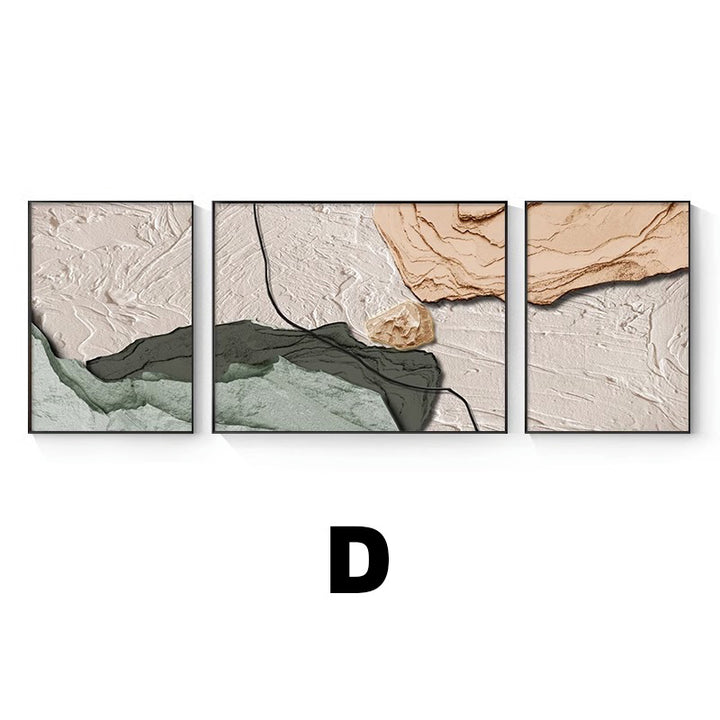 Abstract Textured Triptych Wall Art