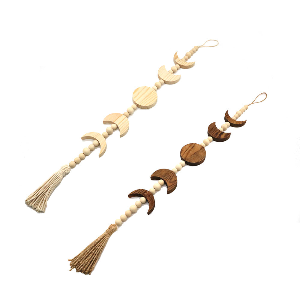 Decorative wall hanging with geometric wooden shapes