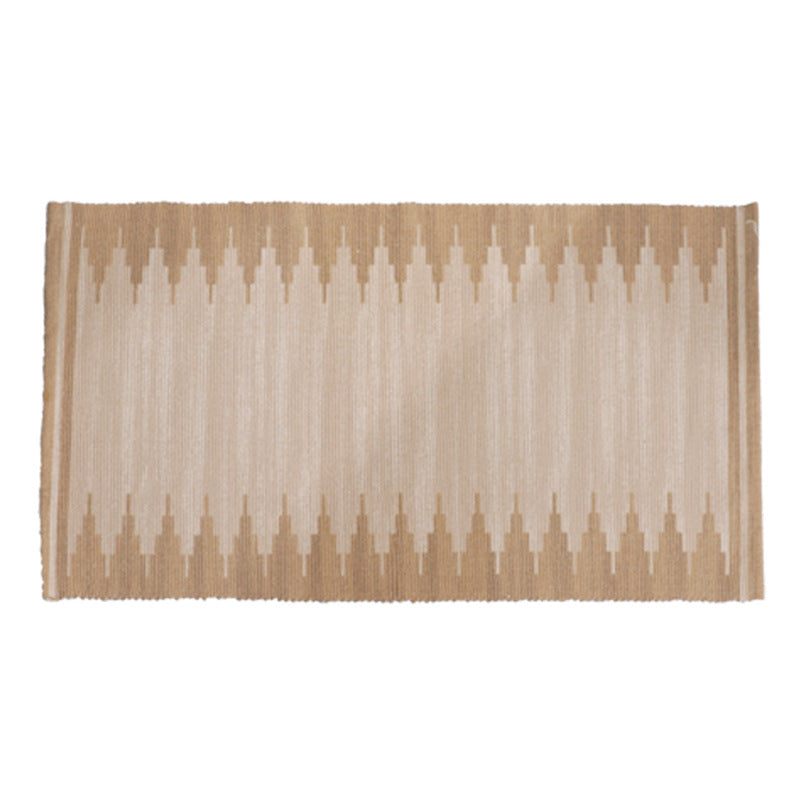 Flat-woven decorative living room rug with geometric ethnic medallion