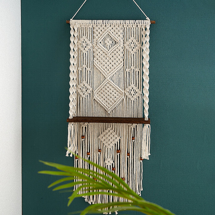 Macrame Wall Hanging with Decorative Shelf