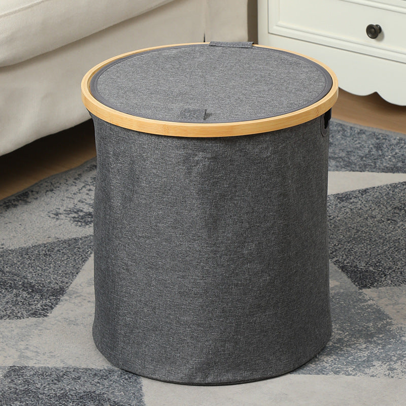 Practical laundry container with bamboo lid