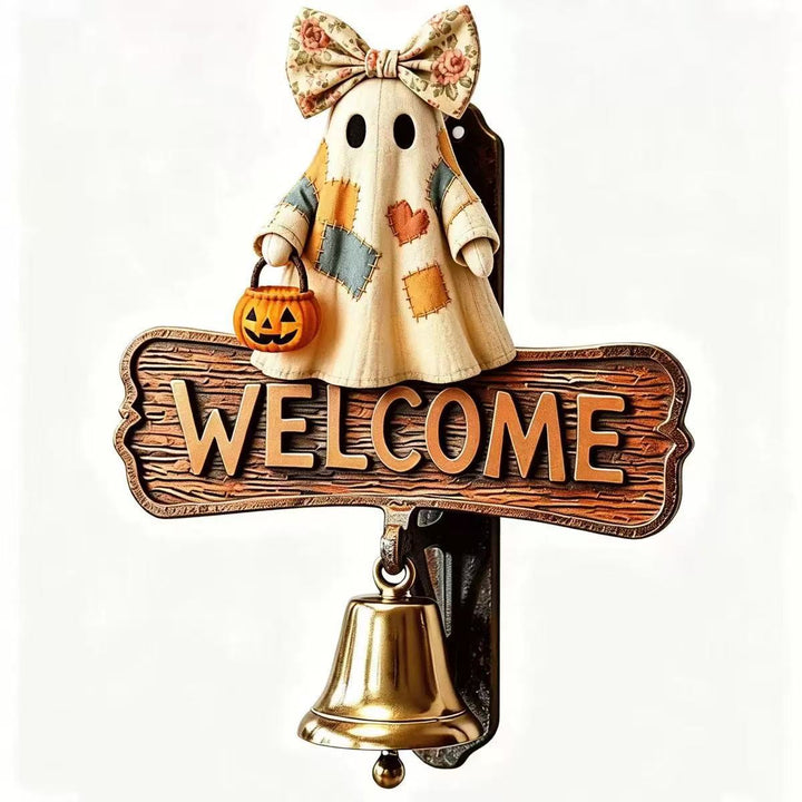 Welcome sign with ghost motif