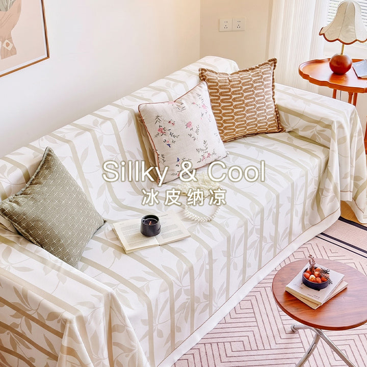 Elegant Leaf Print Sofa Cover