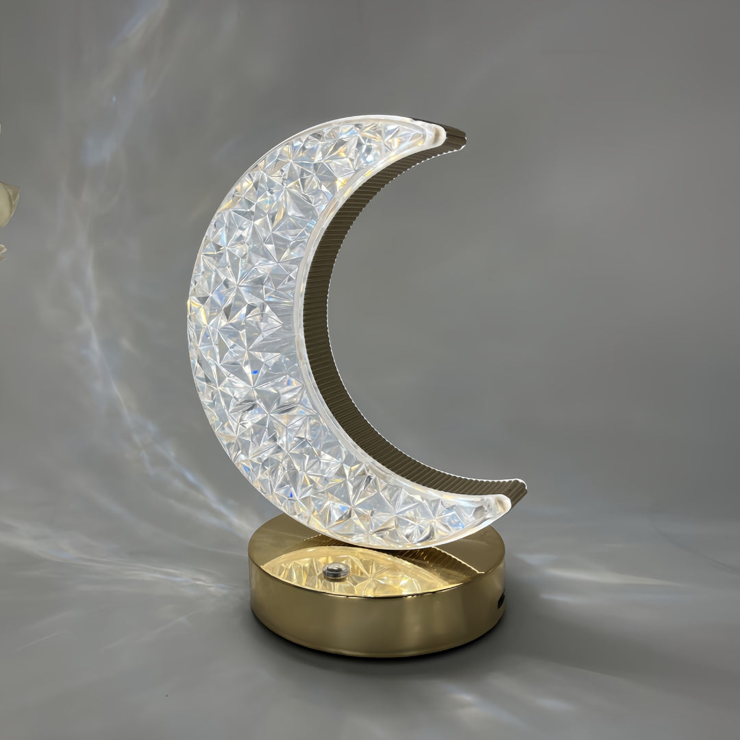 Decorative crystal-textured oval LED table lamp with dimmable touch base