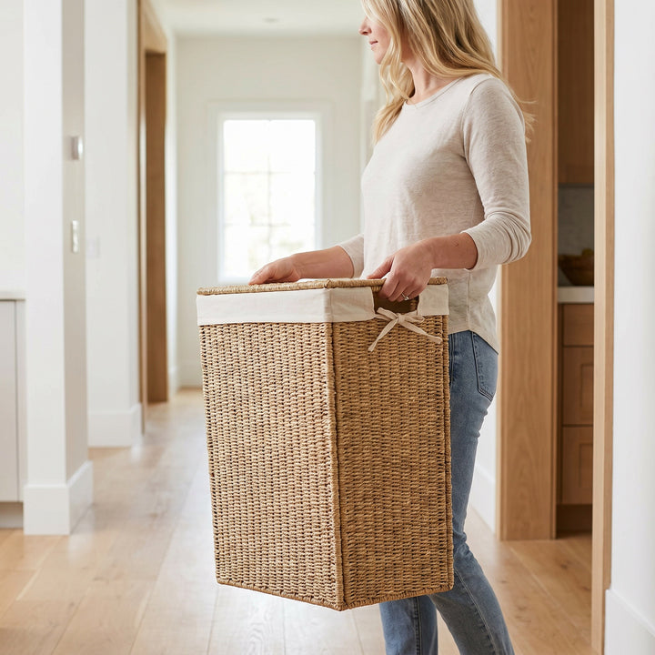 High-quality laundry basket made of natural wicker