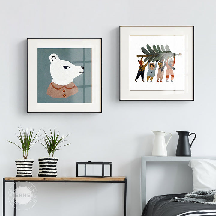 Framed Animal Illustration Artwork
