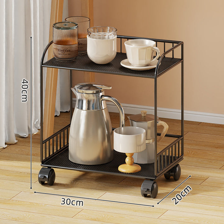 Compact Two-Shelf Mobile Kitchen & Home Service Trolley with Perforated Metal Shelves