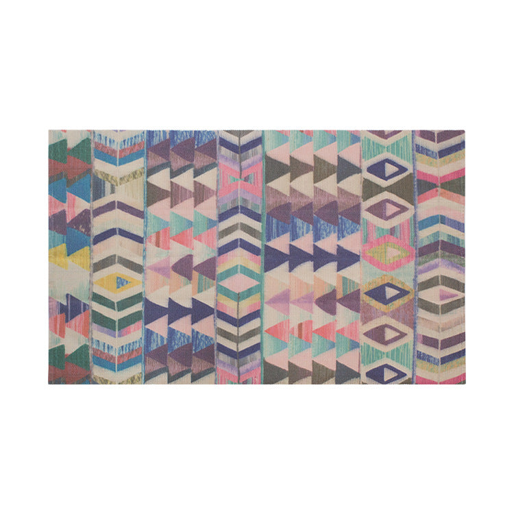 Flat-woven rectangular rug for living and entrance areas with quatrefoil pattern