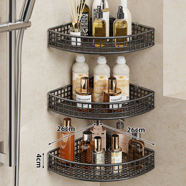 Corner Wall-Mounted Metal Mesh Bathroom Shower Shelf