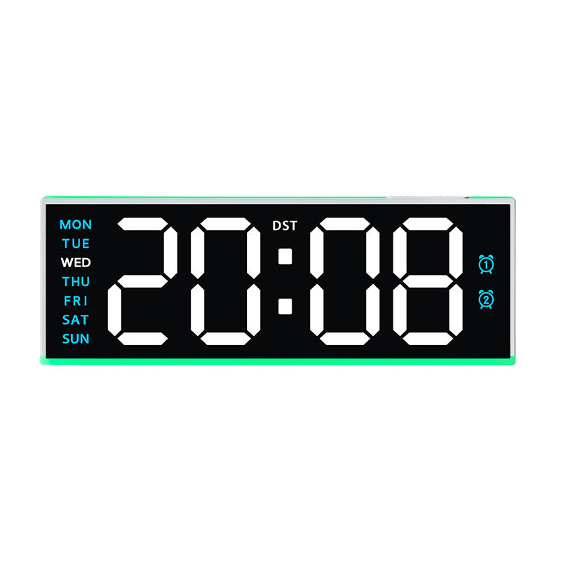 Digital alarm clock with large LED display and multifunctional alarm functions