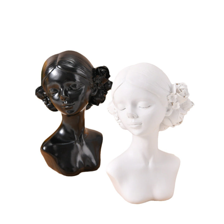 Decorative Flower Girl Bust Figurine