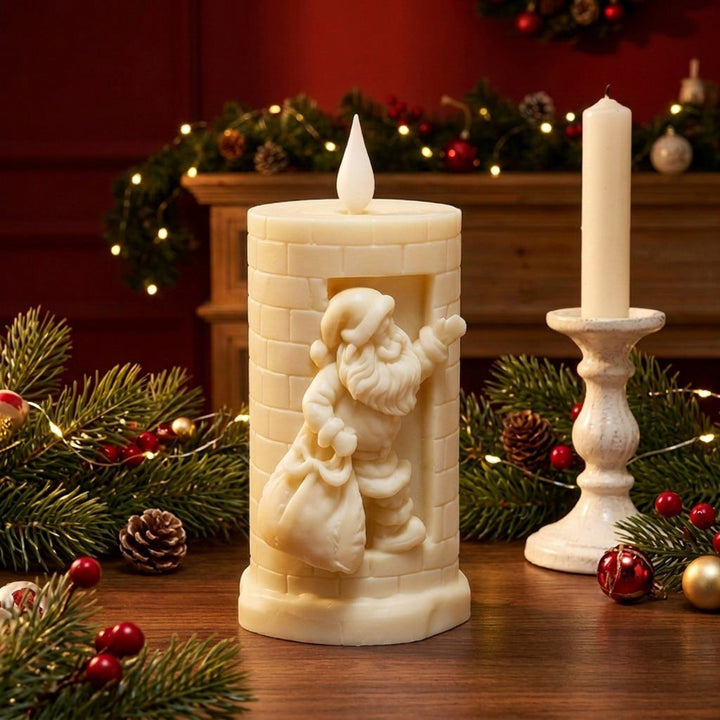 Christmas candle with Santa motif