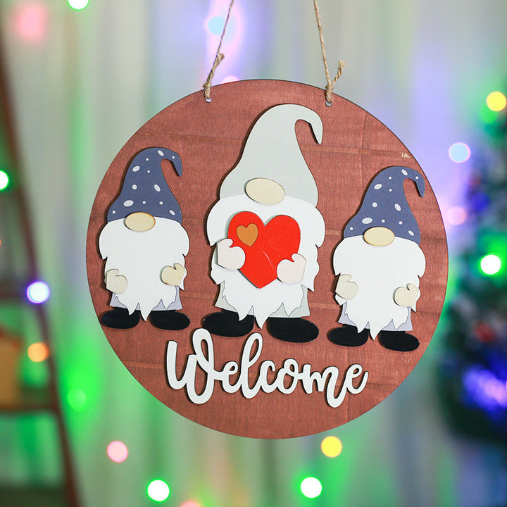 Decorative wooden sign with welcome message