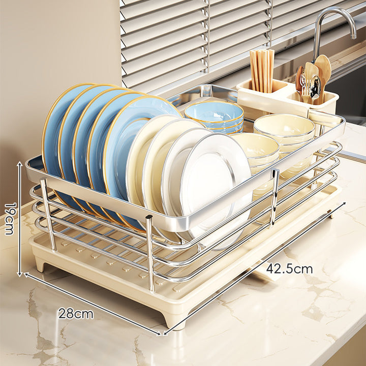 Stainless Steel Plate and Bowl Drying Rack with Removable Drip Tray