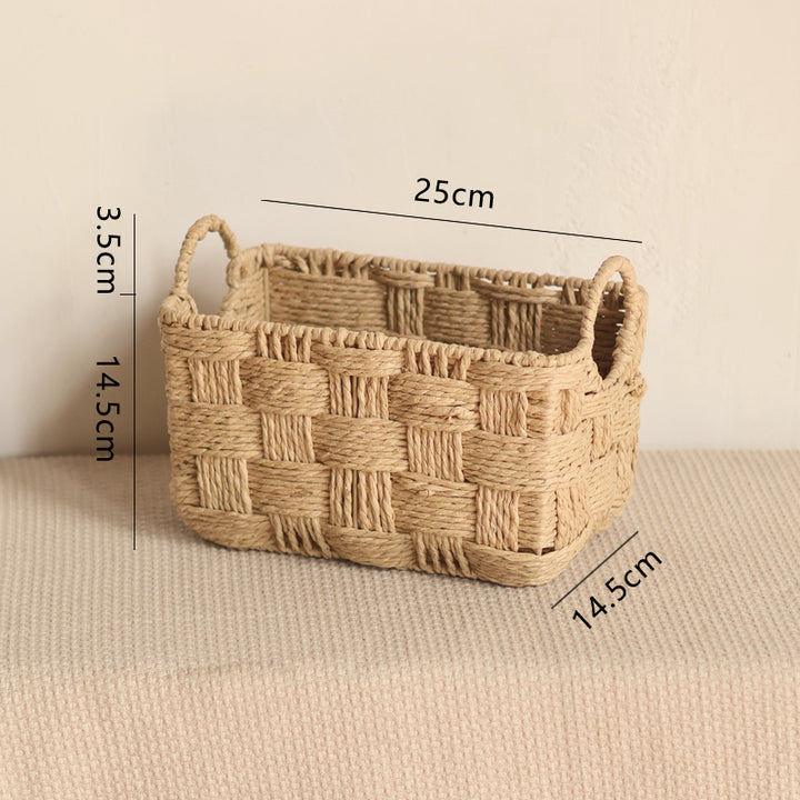 Handmade storage basket with practical handle
