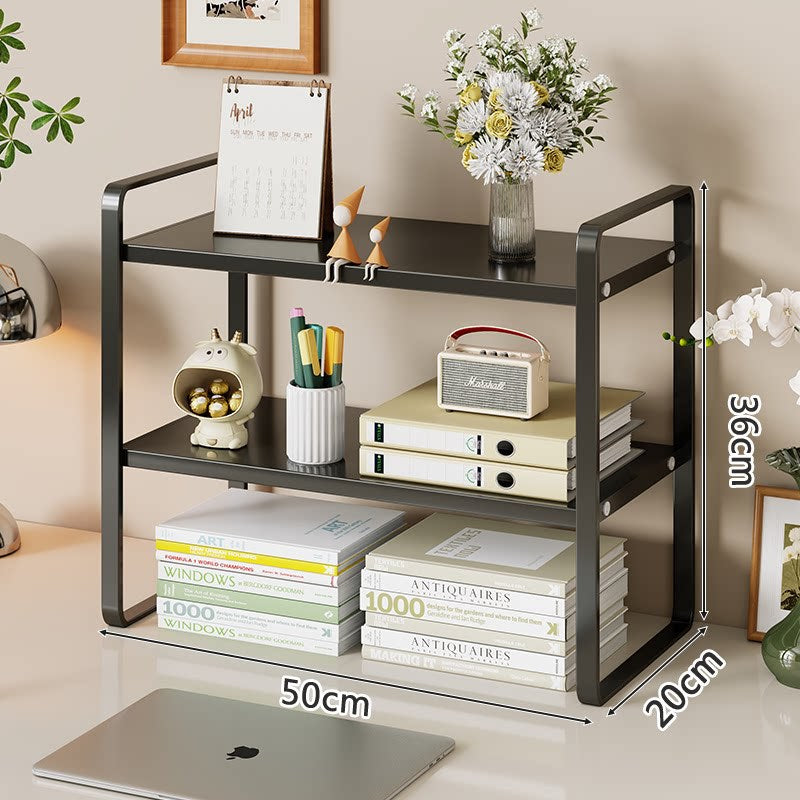 Compact Metal Stacked Desk Shelf Organizer with Open Frame Elevated Display