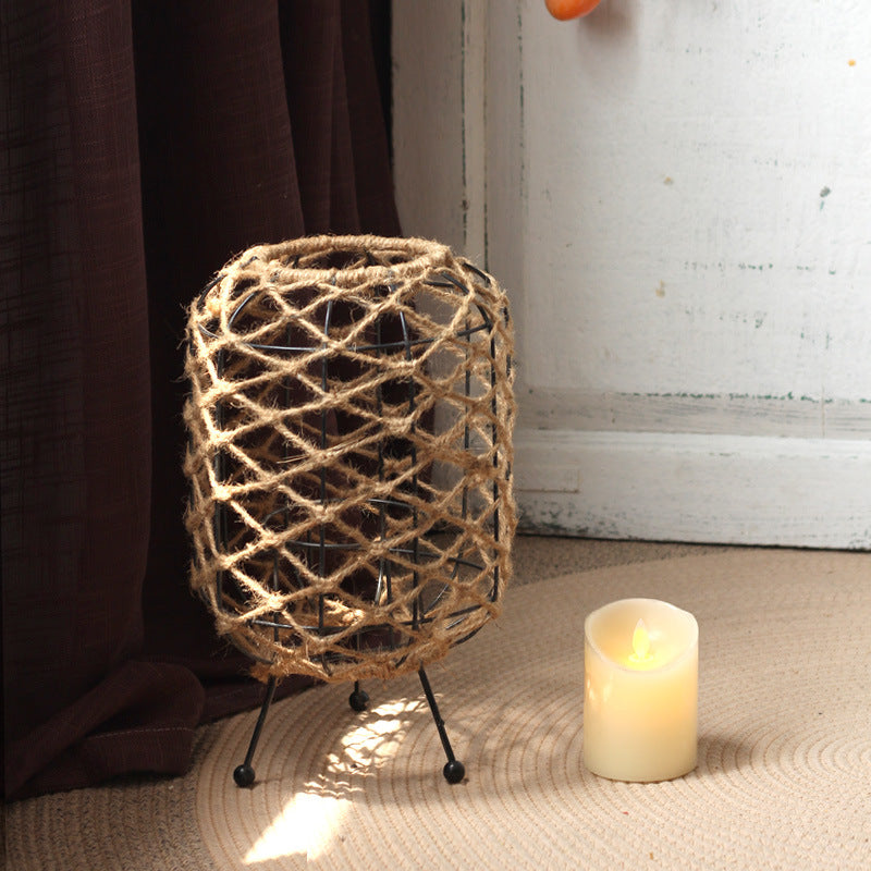 Decorative basket with natural fiber design