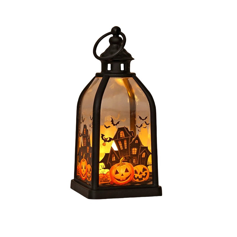 Battery-operated ghost pumpkin LED lantern