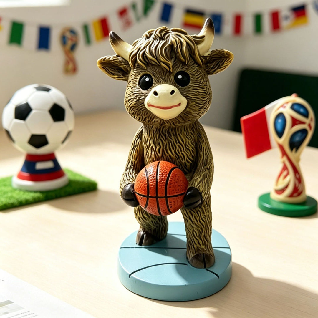 Cute Basketball Player Cow Figurine