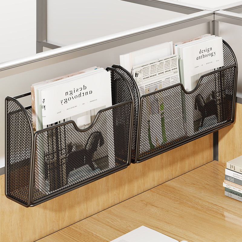 Metal Mesh Partition-Mounted Magazine & File Organizer