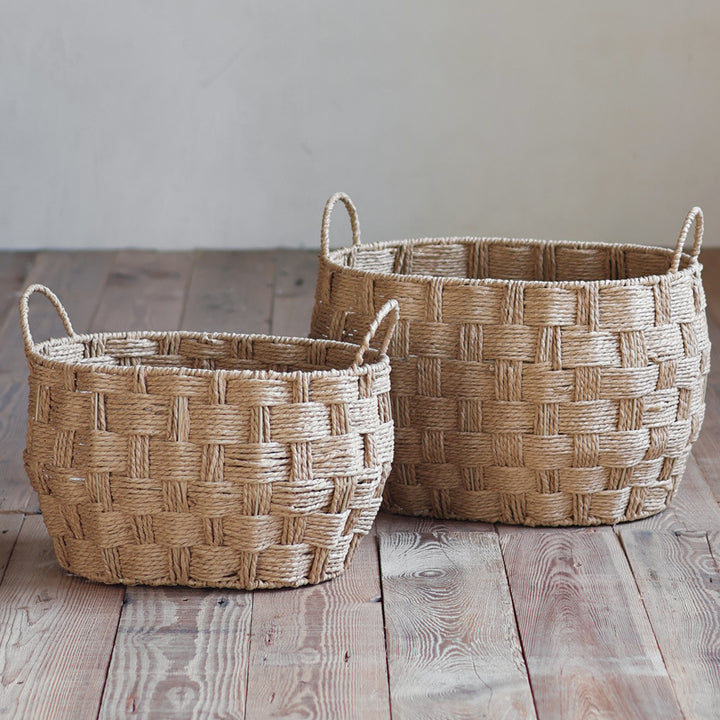 Decorative storage basket made of natural material