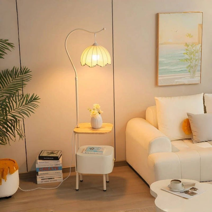 Stylish floor lamp with integrated table
