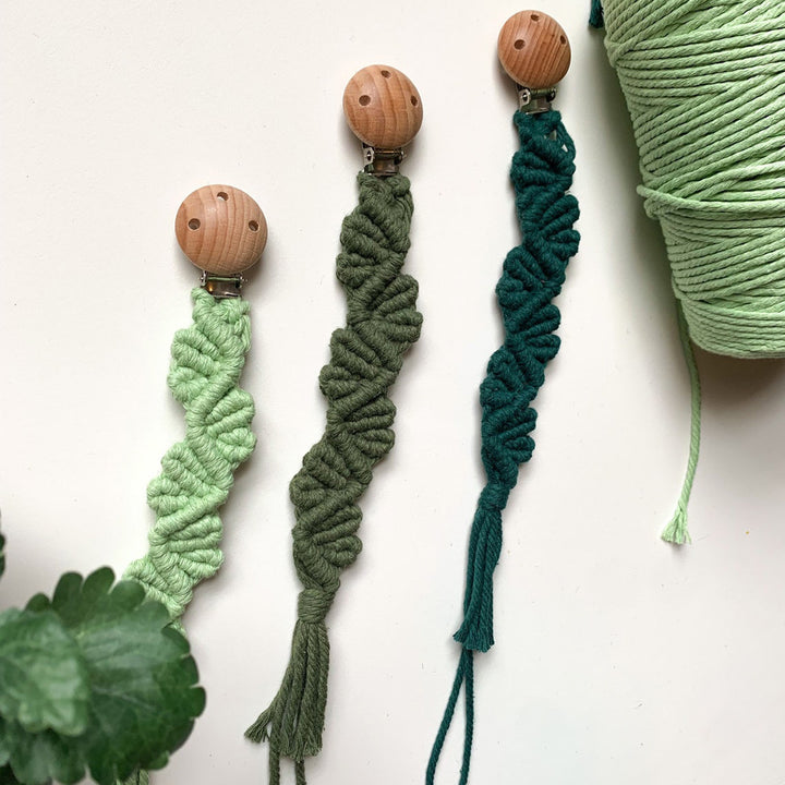 Macrame Keychain Holder with Wooden Accents