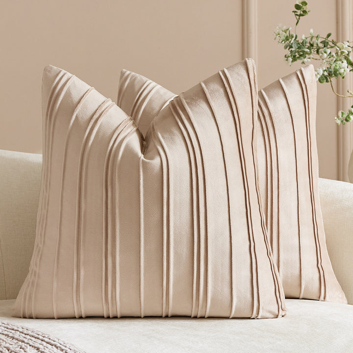 Velvet Pintuck Pleated Square Throw Pillow Cover