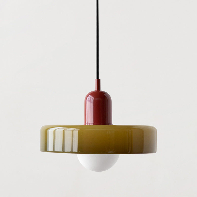 Minimalistic ceramic pendant lamp with layered bell shade