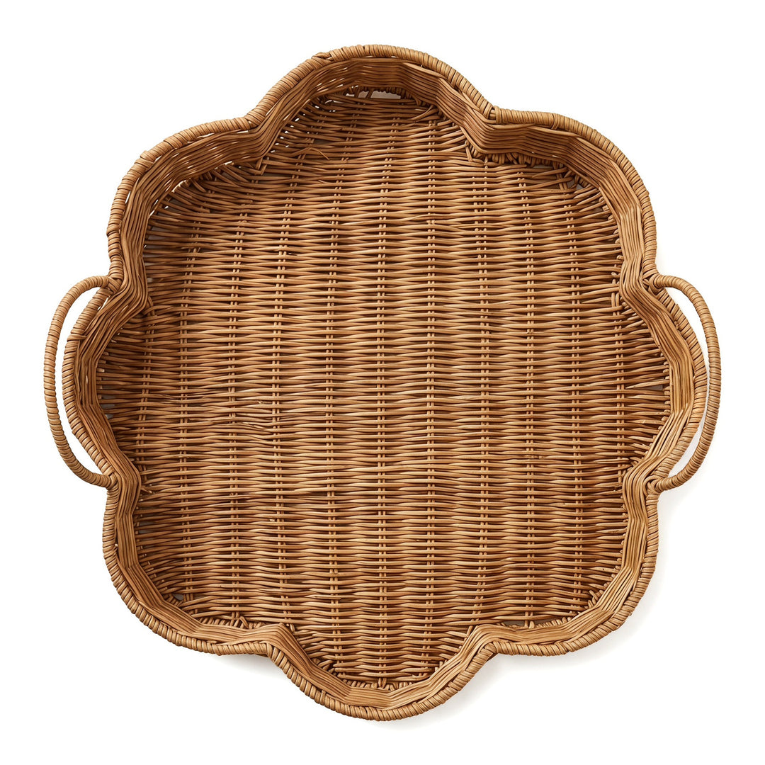 Elegant serving basket made of hand-woven natural material
