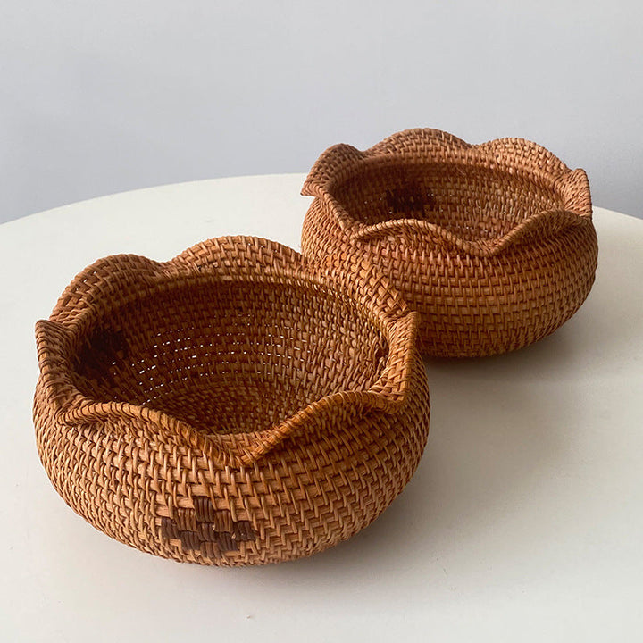 Handcrafted storage basket with wavy edge