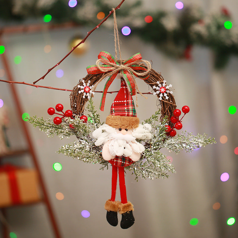Festive Christmas wreath with pine cones and berries