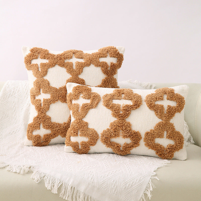 Textured Geometric Throw Pillow for Bedroom Decor