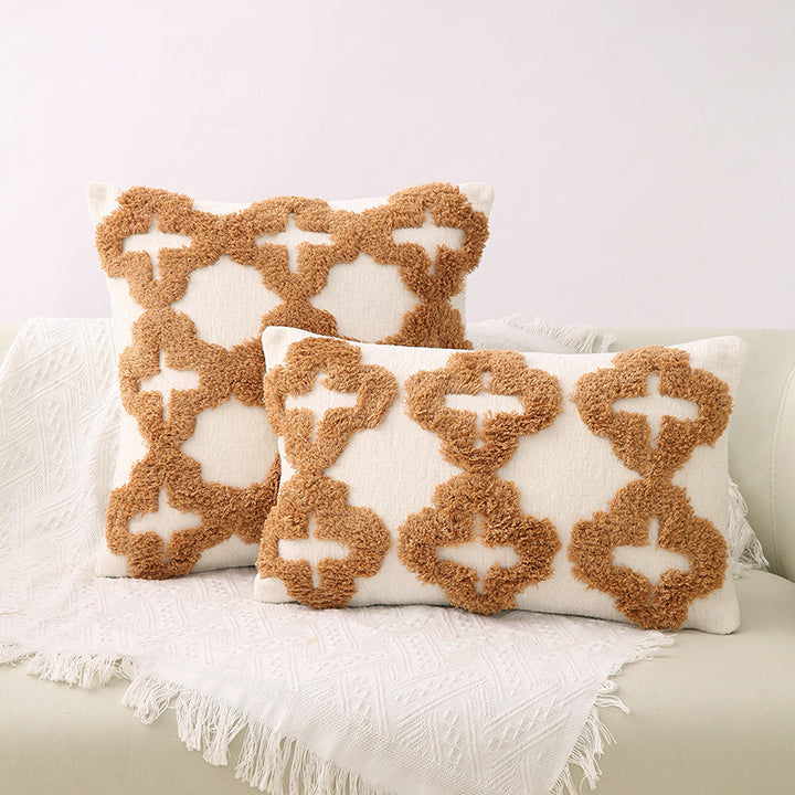 Textured Geometric Throw Pillow for Bedroom Decor