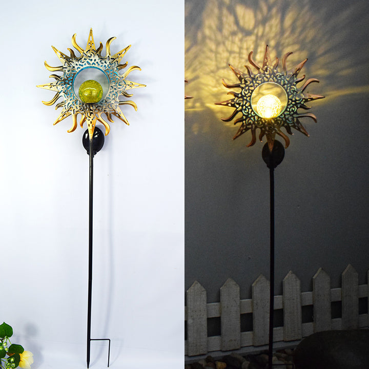 Solar-powered Filigree Crescent Stake Lantern