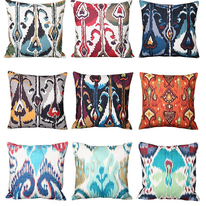 Ikat-Print Square Decorative Throw Pillow Cover with Hidden Zipper