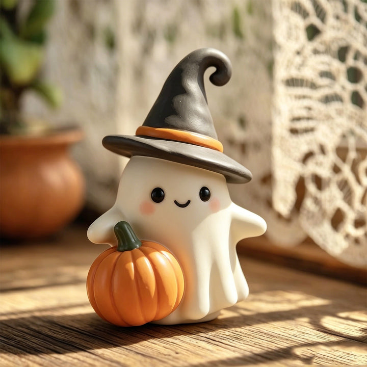 Decorative ghost figure with pumpkin